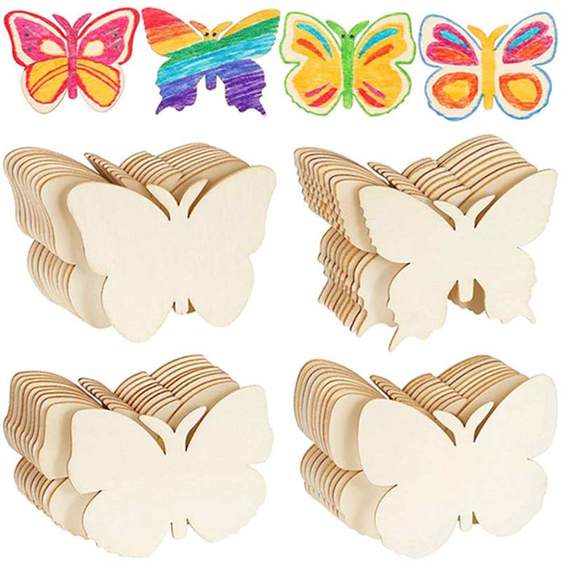Oud Wood Chip - 10pcs Wooden Butterfly Blank Wood Slices