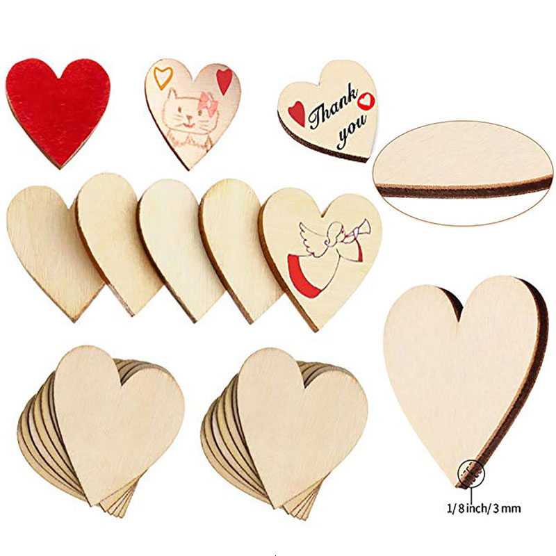 Oud Wood Chip - 3-100Pcs Unfinished Wooden Hearts Blank Wood