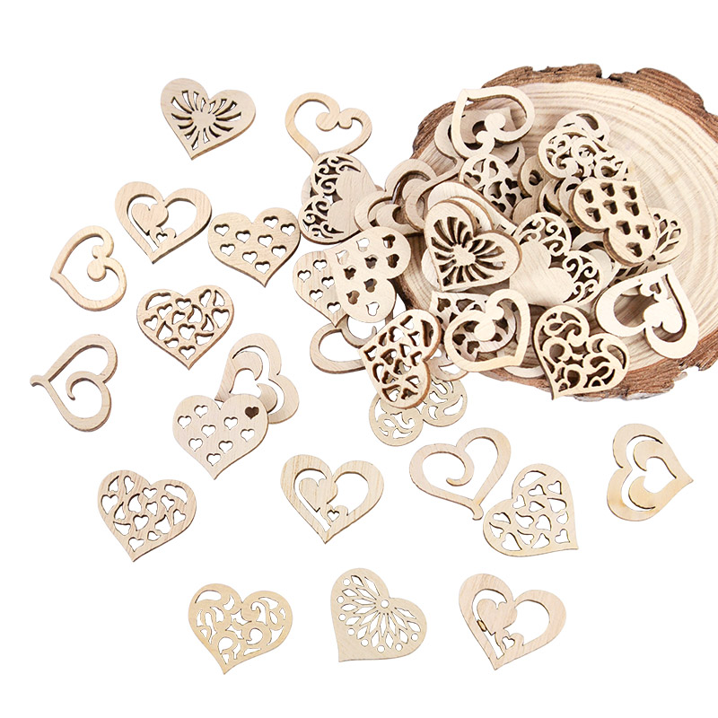 50/100pcs Hollowed Heart Patte - Oud Wood Chip recension och pris