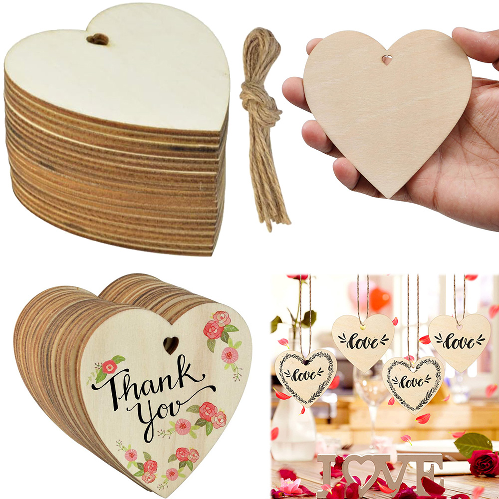 10/20/60Pcs Wood Heart Slices  - Oud Wood Chip recension och pris