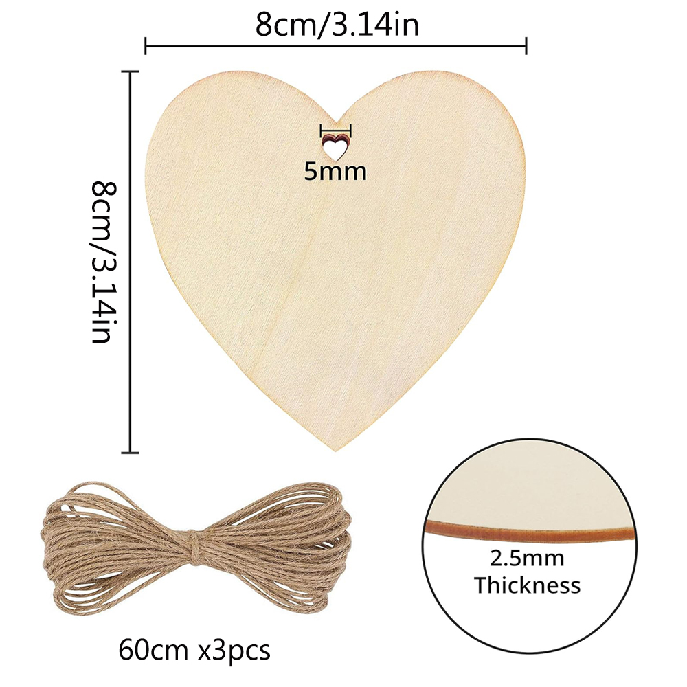 10/20/60Pcs Wood Heart Slices  - Oud Wood Chip recension och pris