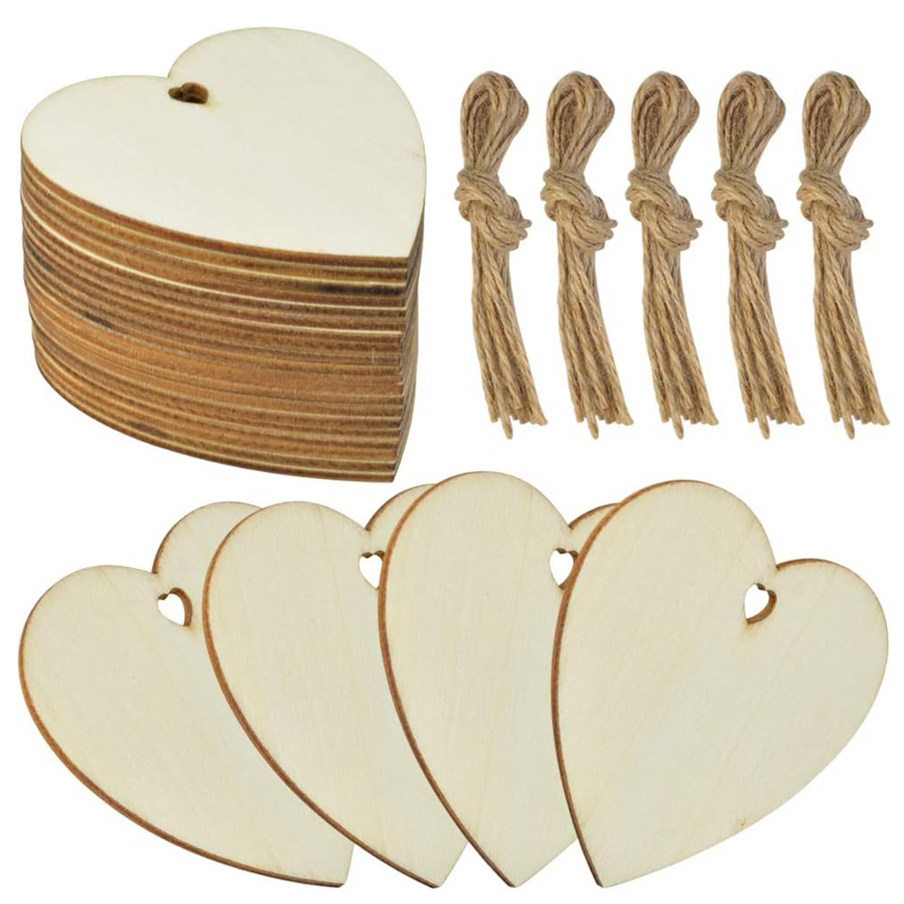 10/20/60Pcs Wood Heart Slices  - Oud Wood Chip recension och pris
