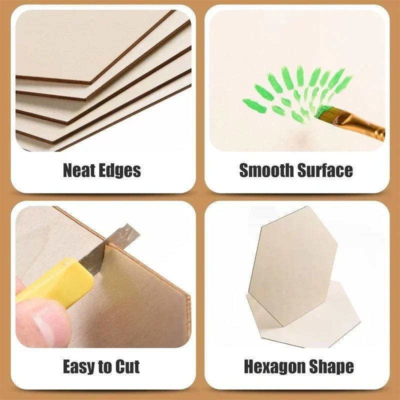 10-120mm Wooden Hexagon Blank  - Oud Wood Chip recension och pris
