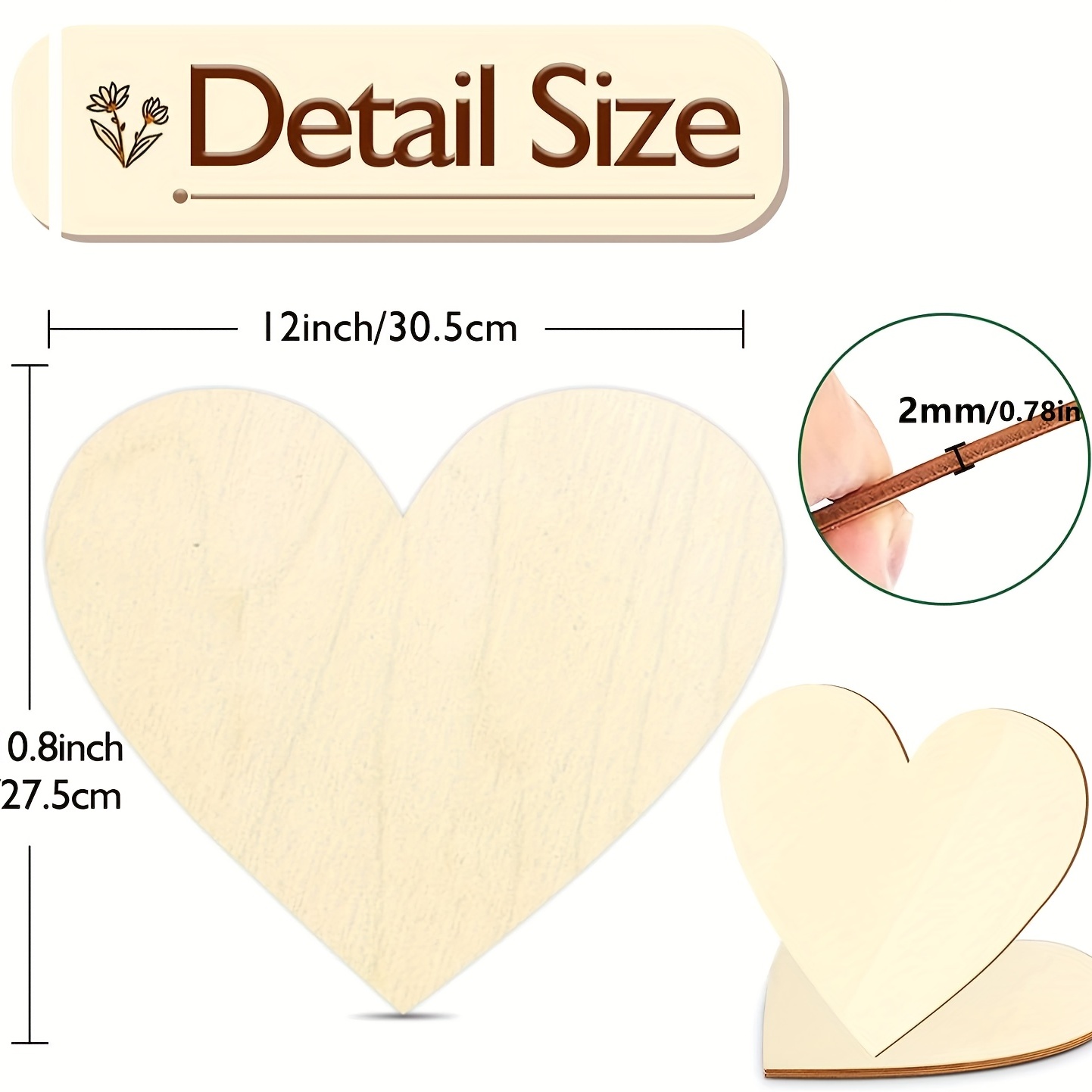 2Pcs 12Inch Blank Heart Cutout - Oud Wood Chip recension och pris