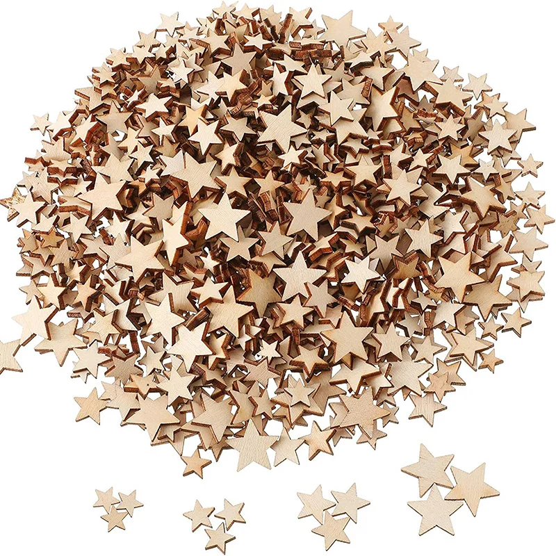 100-500Pcs Mini Wooden Stars B - Oud Wood Chip recension och pris