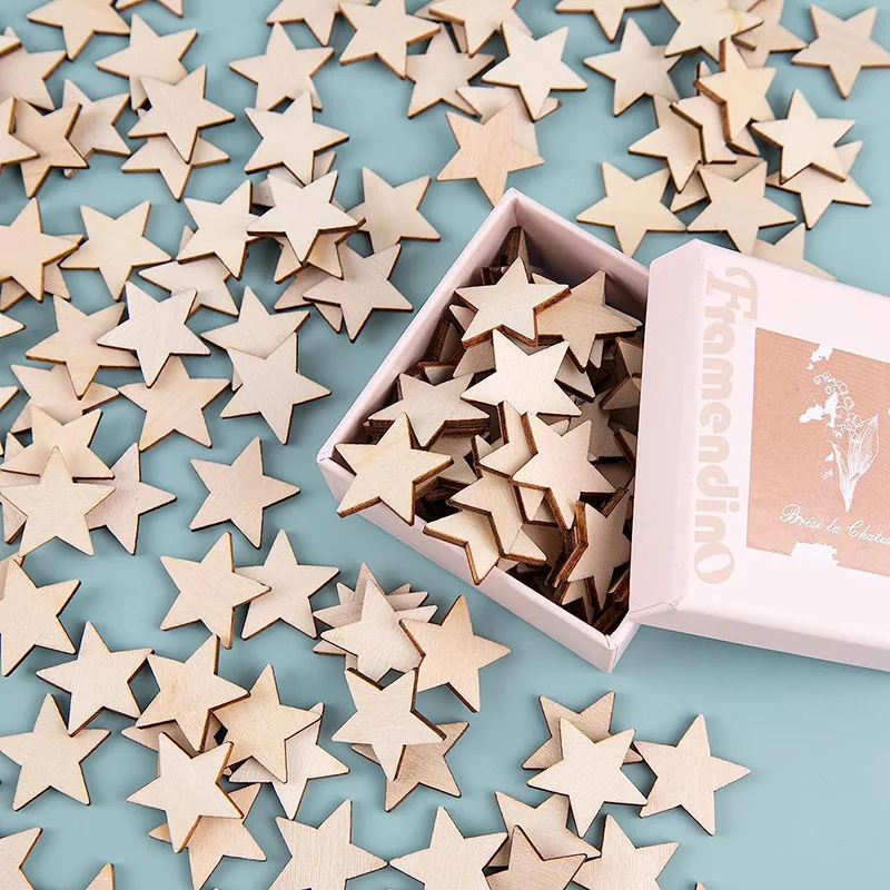 100-500Pcs Mini Wooden Stars B - Oud Wood Chip recension och pris