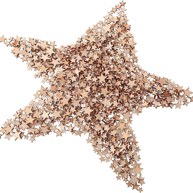 100-500Pcs Mini Wooden Stars B - Oud Wood Chip recension och pris