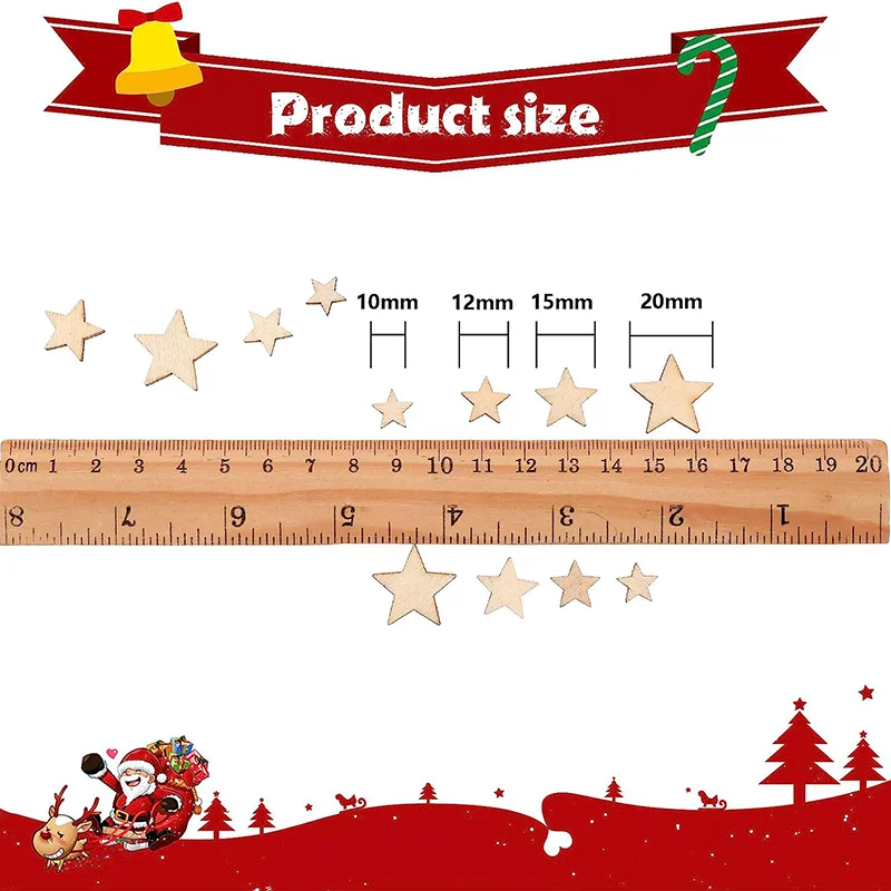 100-500Pcs Mini Wooden Stars B - Oud Wood Chip recension och pris